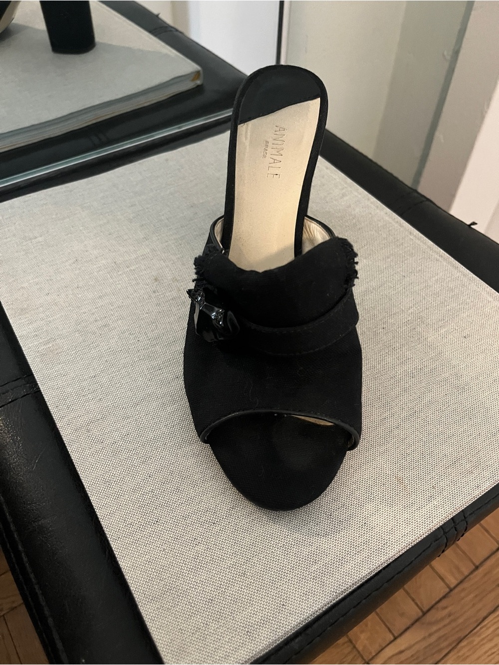 Animale Black Open-Toe Knotted Slip-On Mule